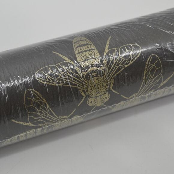 York Wall Honey Bee Gray Wall Paper ON1642 Gold Black 1 Roll - Picture 11 of 14